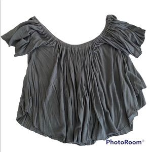 #urbanoutfitters blue, elastic neckline crop top